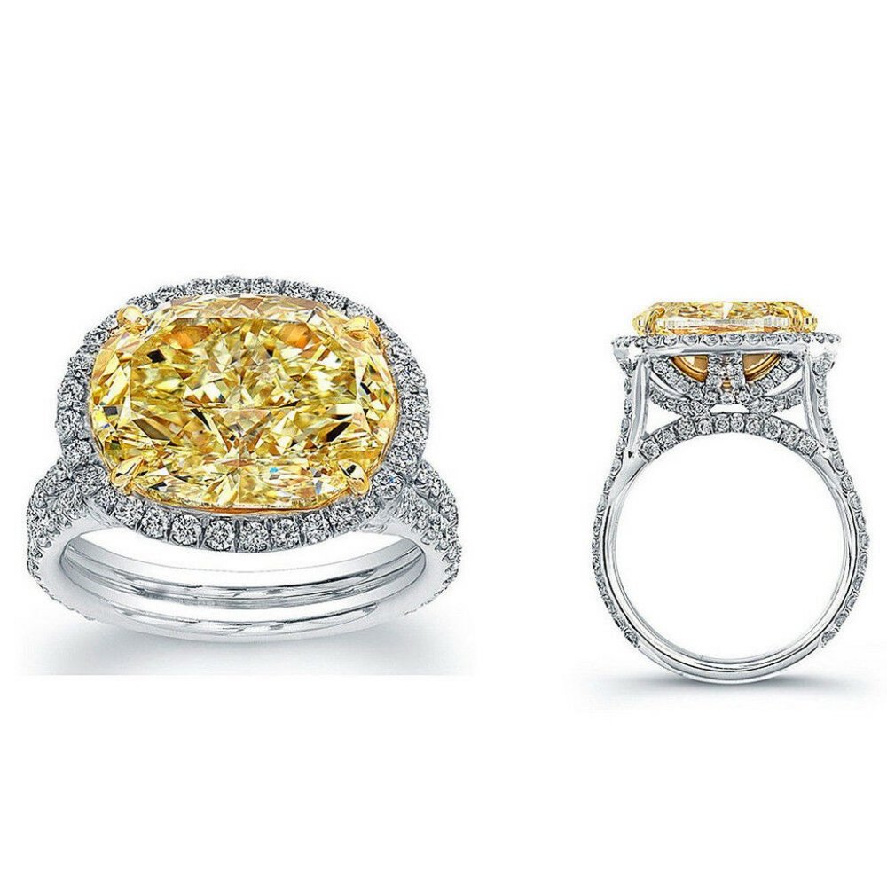 2.75 Carat Oval Shape Fancy Yellow Diamond Ring